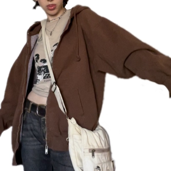 SOLD Brown oversized Carla/ Christy zip up hoodie - Picture 1 of 3